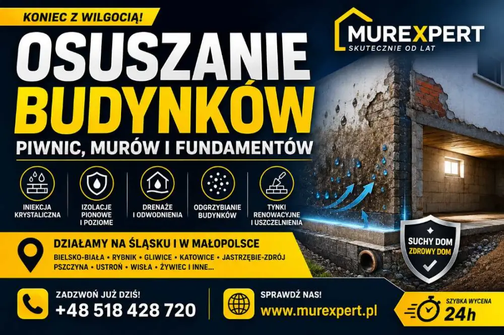 Osuszanie Budynków, Izolacja Fundamentów, Iniekcja Krystaliczna, Podcinanie Ścian