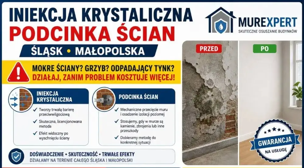 Osuszanie I Izolowanie Fundamentów - Iniekcja Krystaliczna I Podcinanie Ścian Śląsk, Małopolska